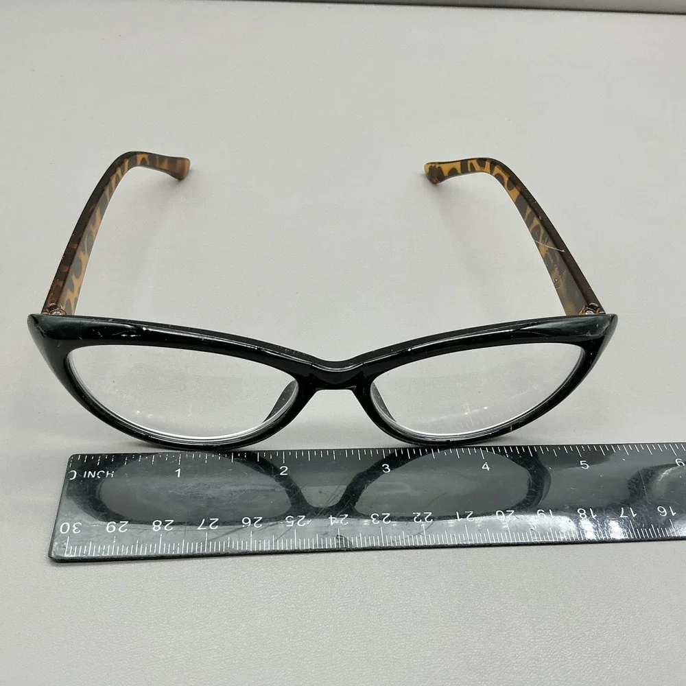 Betsey Johnson Eyeglasses Readers 2.50 Black Cat Eye Leopard Tortoise Full Rim